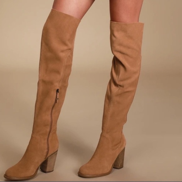 New Kelsi Dagger Brooklyn x Anthropologie Logan Over Knee 7 Chestnut Suede Boots - Picture 8 of 11